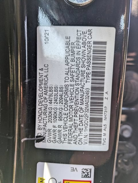 2021 Honda Accord Sedan Sport 2.0T